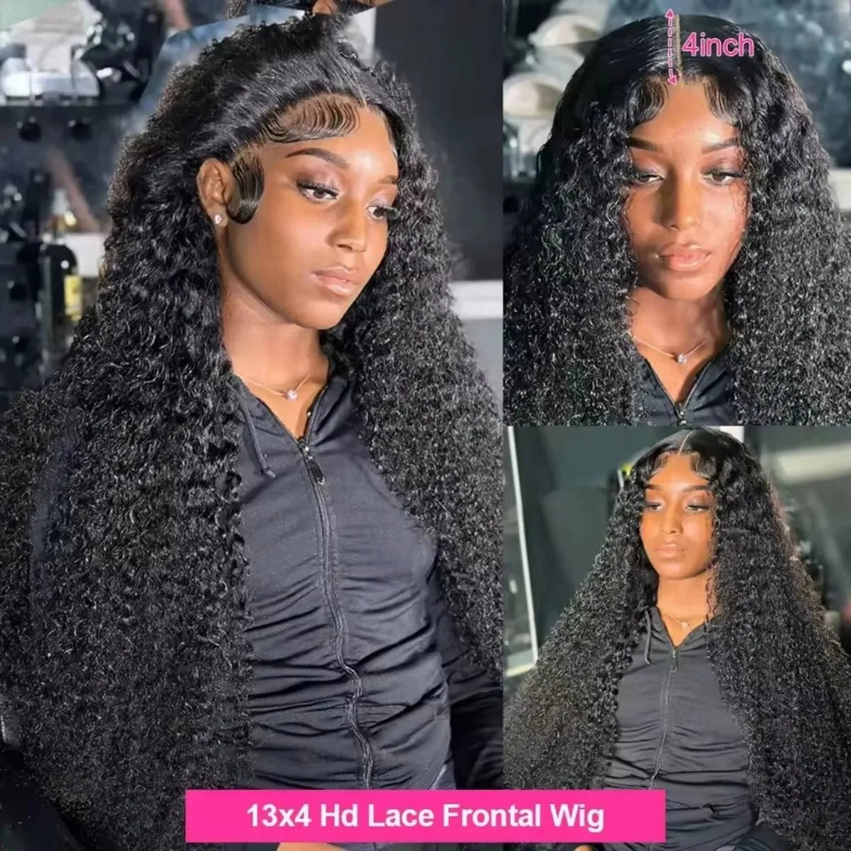 Perruque Kinky Curly Swiss Lace | Glueless | Pré-Pluçuée | Ligne Naturelle | Cheveux Humains | Femme
