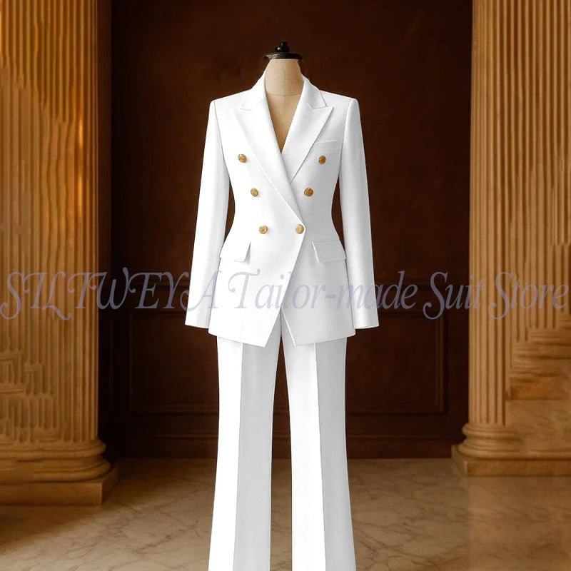 Ensemble Tailleur 2 Pièces Femme | Veste Double Boutonnage & Pantalon Droit | Élégant Bureau Toutes Saisons | Sur Mesure