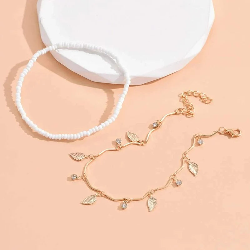 Bracelet Cheville Bohème | Chaîne Pied Glands Étoile Cristal | Charme Nuptial Plage | Bijou Été Femme