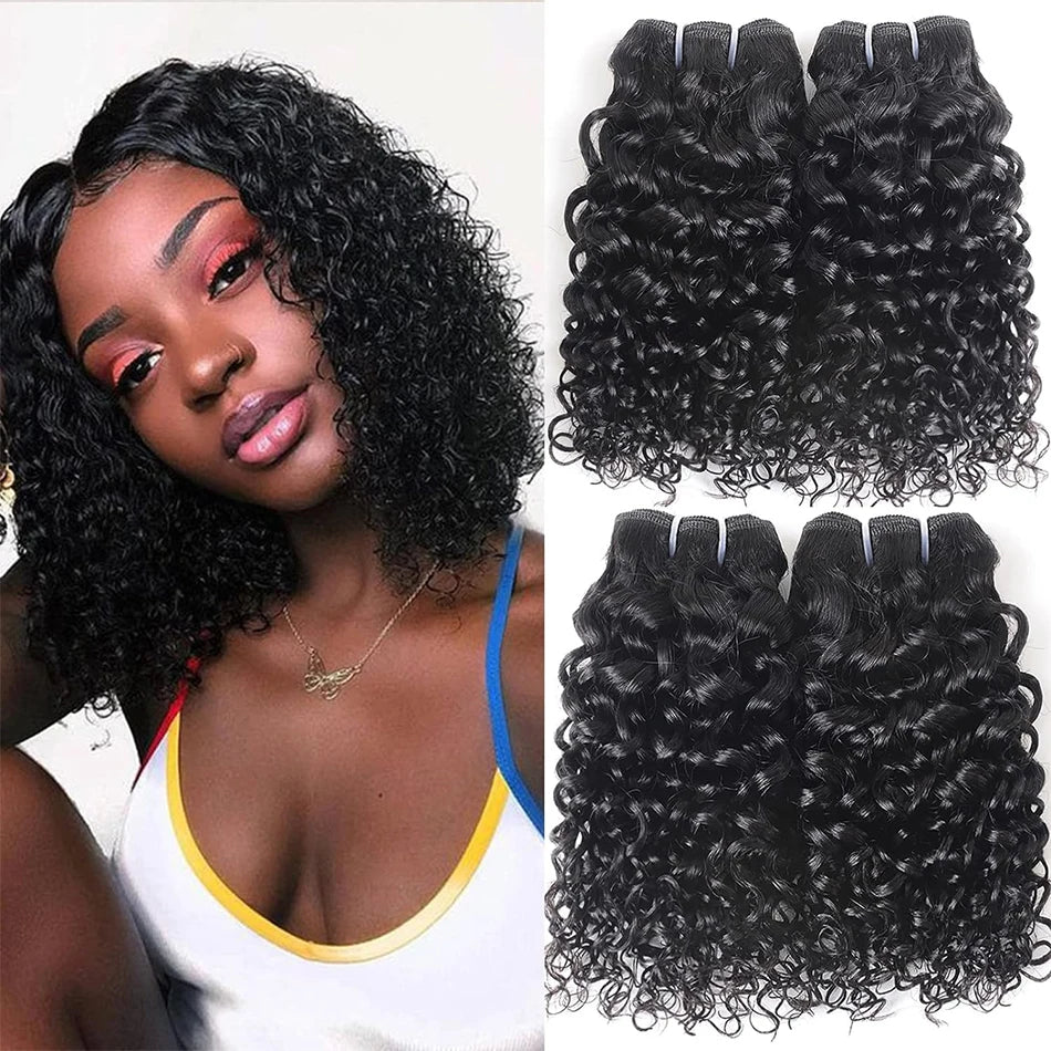 Tissage Kinky Curly Cheveux Humains Courts | Avec Closure | 100% Non-Traité | Remy Naturel