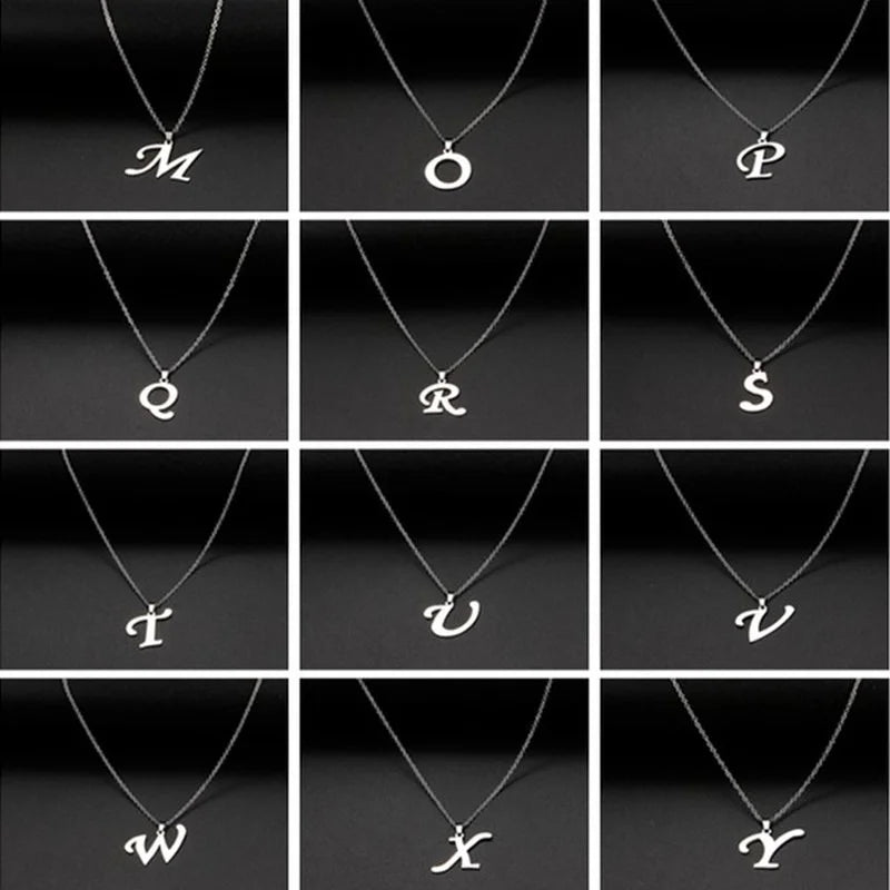 Collier Initiale Grand Alphabet A-Z | Acier 316L Minimaliste | Pendentif Femme | Cadeau Bijou