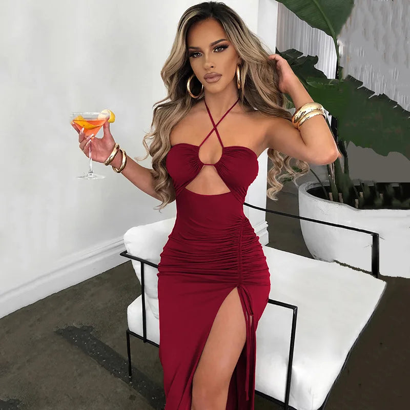 Sleeveless Sexy Female Midi Backless Dresses Slim Night Club Party Women's Dress Bodycon Elegant Dresses for Women