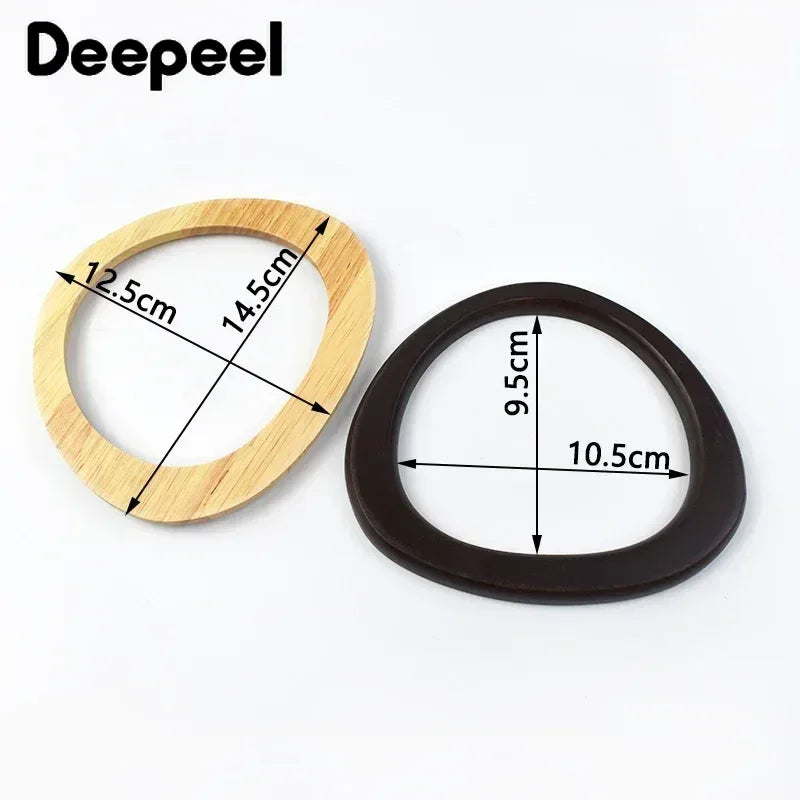 2/4Pcs Deepeel 14.5*12.5cm D Shape Women's Handbag Wooden Handle Handcrafted Woven-Bag Purse Wrist Handles DIY Bags Accessories