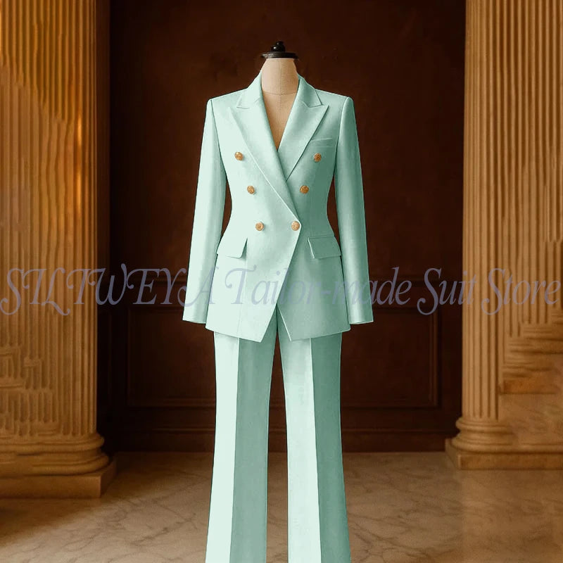 Ensemble Tailleur 2 Pièces Femme | Veste Double Boutonnage & Pantalon Droit | Élégant Bureau Toutes Saisons | Sur Mesure