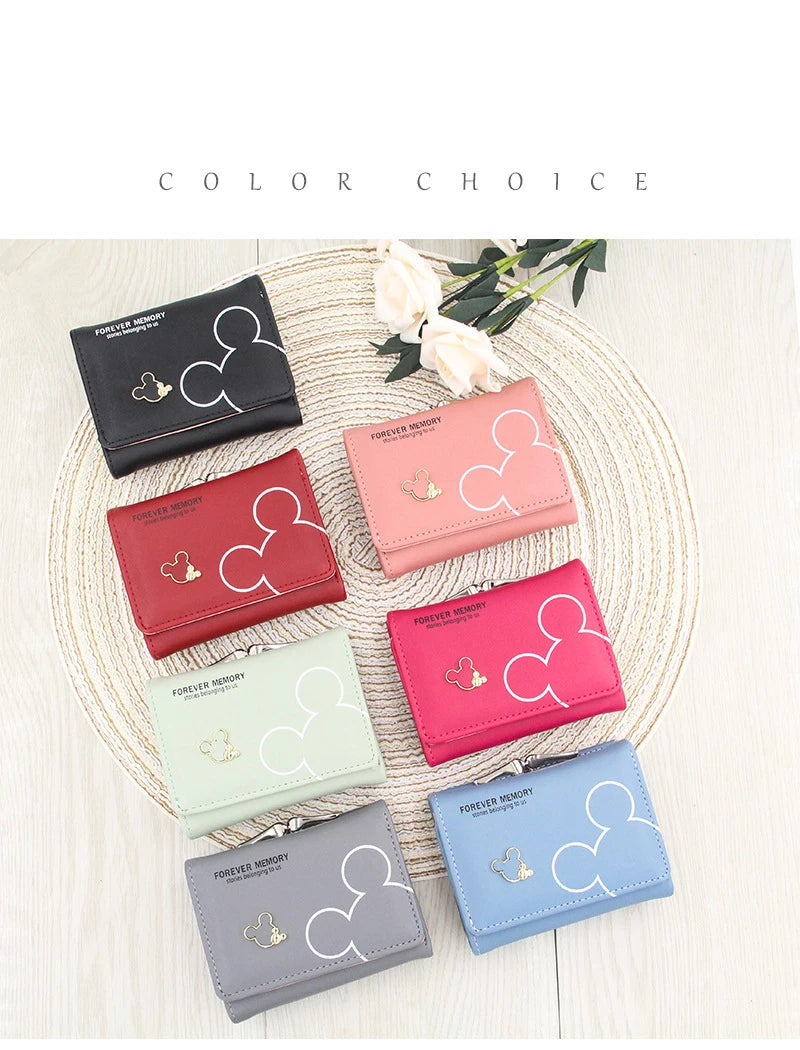 Portefeuille Femme & Fille | Dessin Animé Lettres | Porte-Monnaie Tri-Pliable Court | Mode Tendance