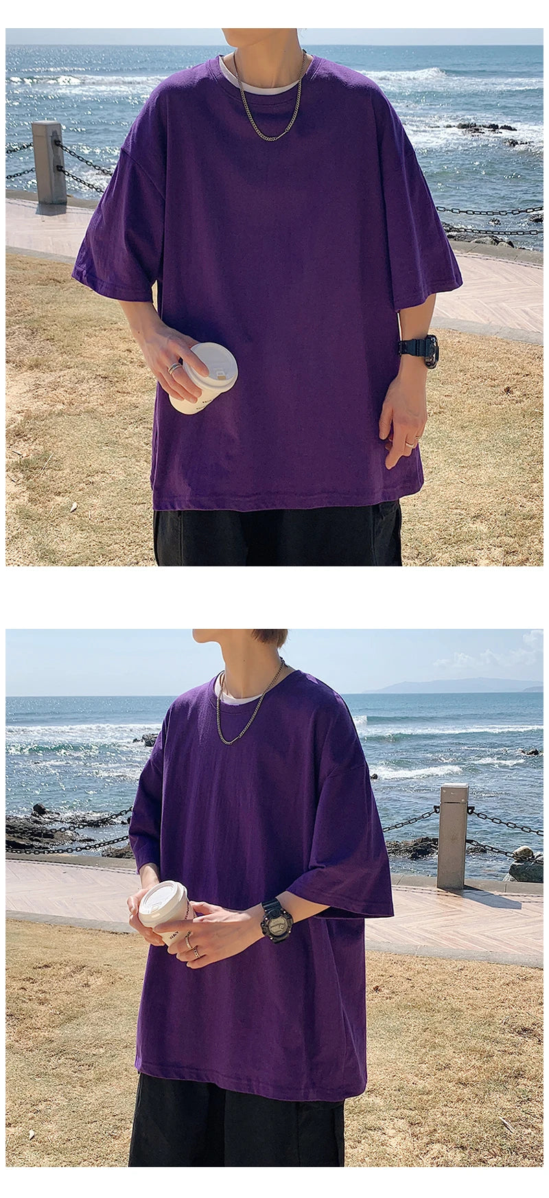 T-shirt ample uni en coton pour homme | Manches courtes | S à 5XL