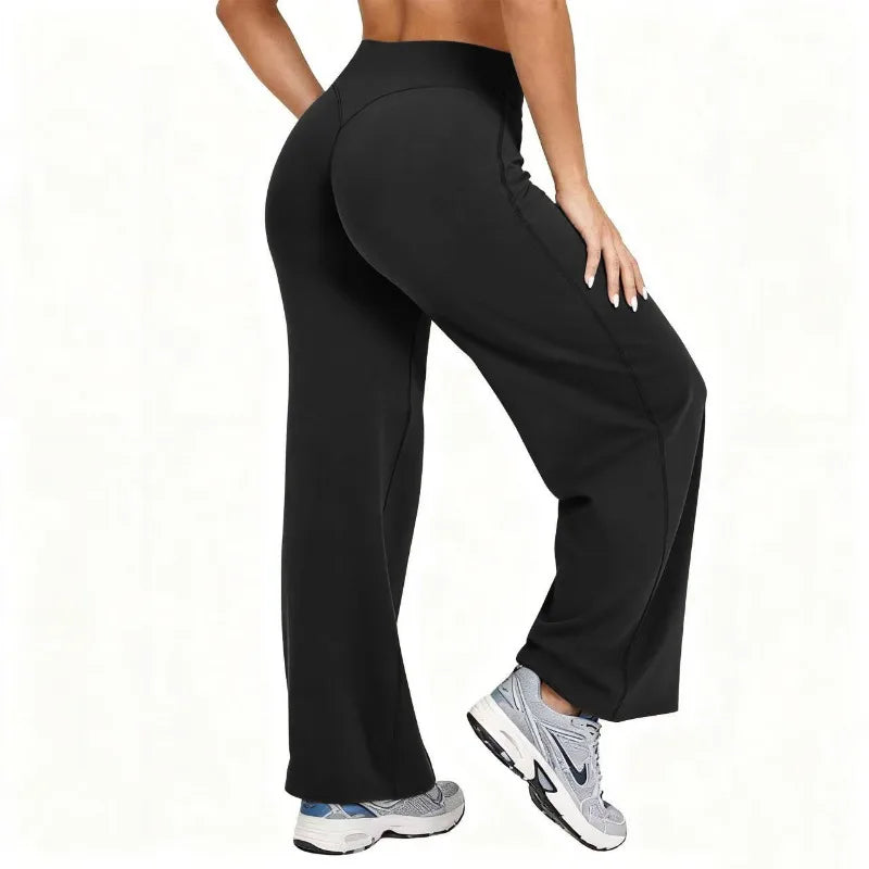Pantalon Yoga Jambe Large Grande Taille Femme | Taille Haute Extensible | Running Pilates Sport