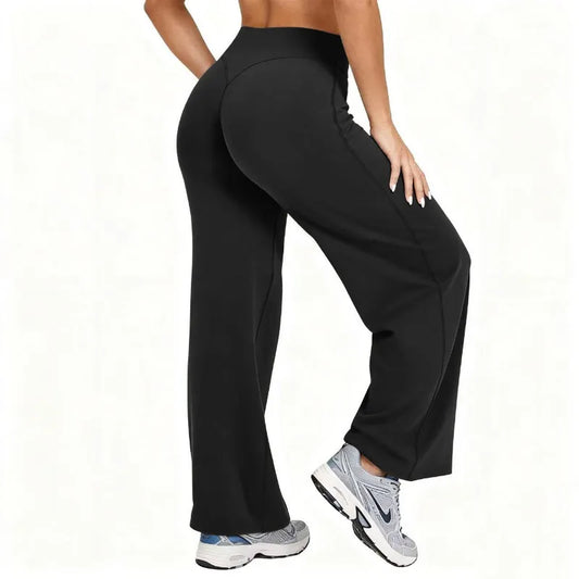 Women's Plus Size Yoga Wide-Leg Pants High Waist Stretchy Solid Color Leggings Running Pilates Sports Fashion Straight-Leg Pants