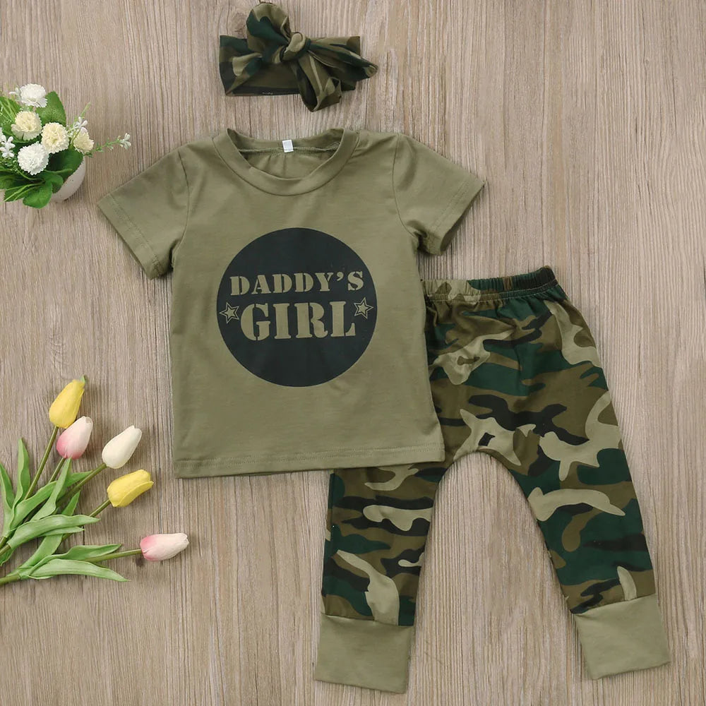 Ensemble 2 Pièces Bébé | Imprimé Camouflage | T-Shirt & Pantalon Harem | Fille & Garçon | Nouveau-Né