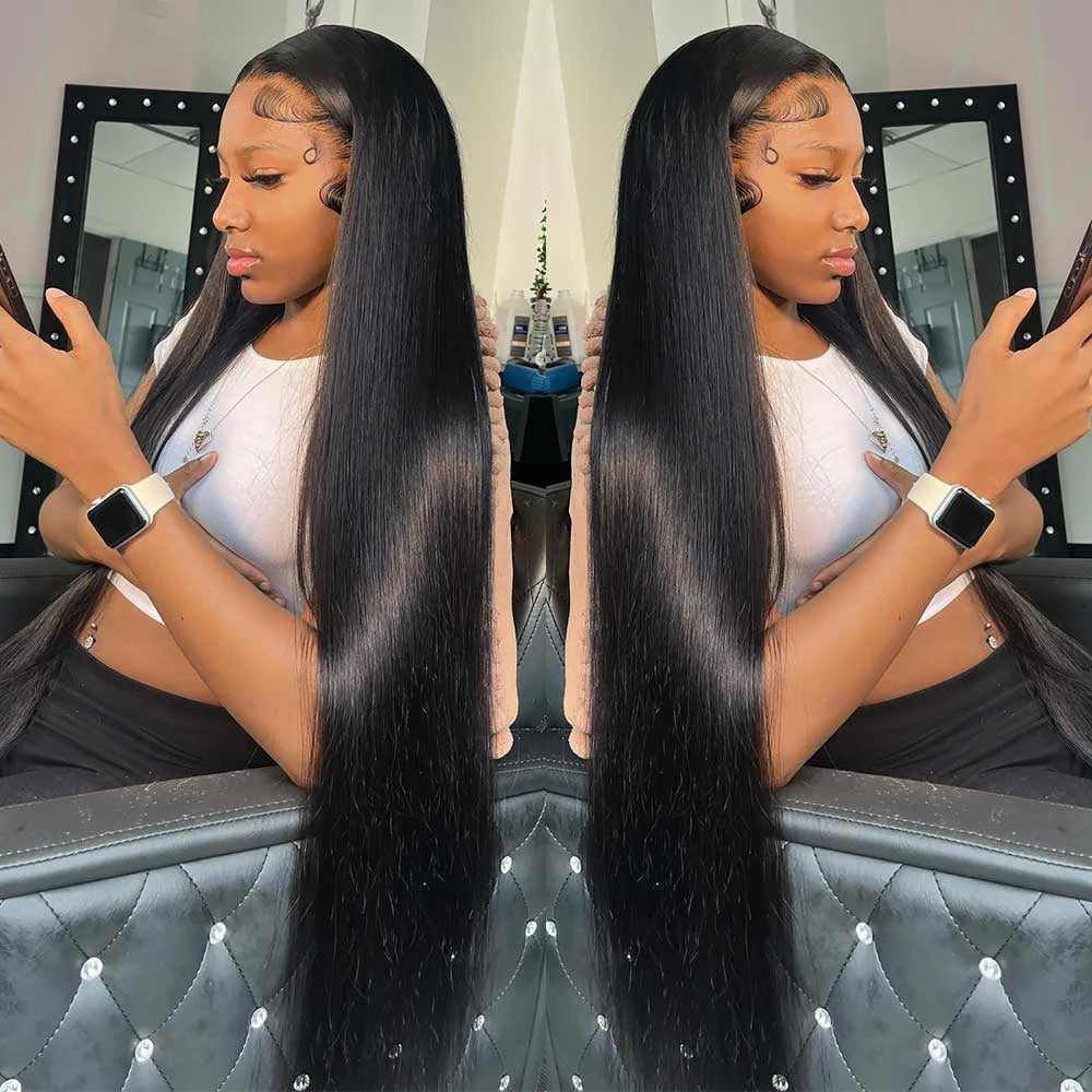 HD Lace Frontal Wig 13x6 13x4 Lace Front Wig Human Hair 30Inch Bone Straight Transparent Lace Human Hair Wigs 4x4 HD Closure Wig