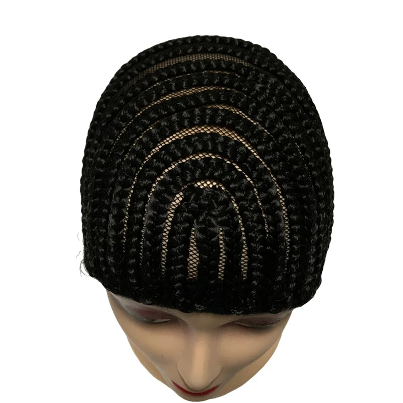 Braided Wig Cap For Crochet Hair Braids Breathable Cornrow Cap for Easier Sew in Weave Hair Glueless Black Cornrow Crochet Wig Cap
