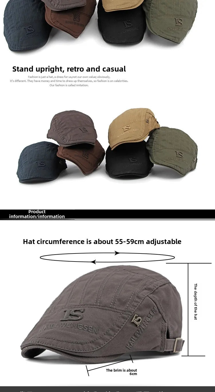 2026 Hat Men's Spring Summer Embroidery Cotton Cap British Vintage Fashion Forward Hat Women's Casual Beret Youth Hat