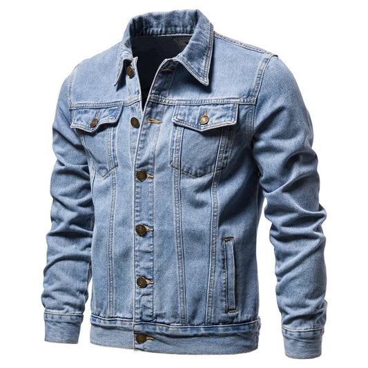 2025 Autumn Men's Solid Denim Jackets Fashion Motorcycle Vintage Jeans Jackets Hommes Slim Fit Cotton Casual Black Blue Coats