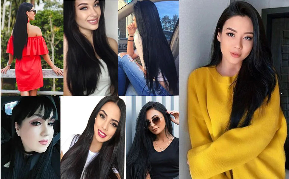 Extensions à Clips Cheveux Humains | Noir Naturel | 18 Clips | 8 Pièces | Volume Complet | Femme