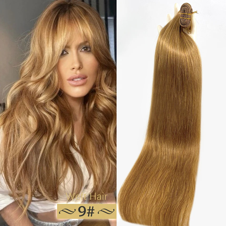 Tissage Weft Remy Européen | Lisse & Bouclable | Blonde Naturelle | 18-30 Pouces | Extensions Salon