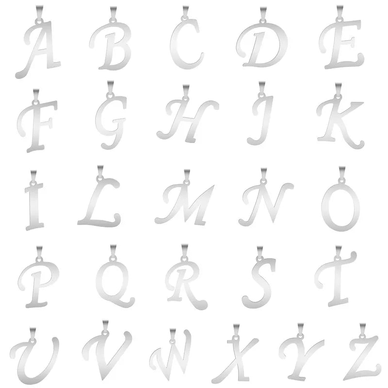 Collier Initiale Lettre Alphabet | 26 Lettres | Acier Inoxydable | Pendentif Chaîne | Bijou Femme & Homme