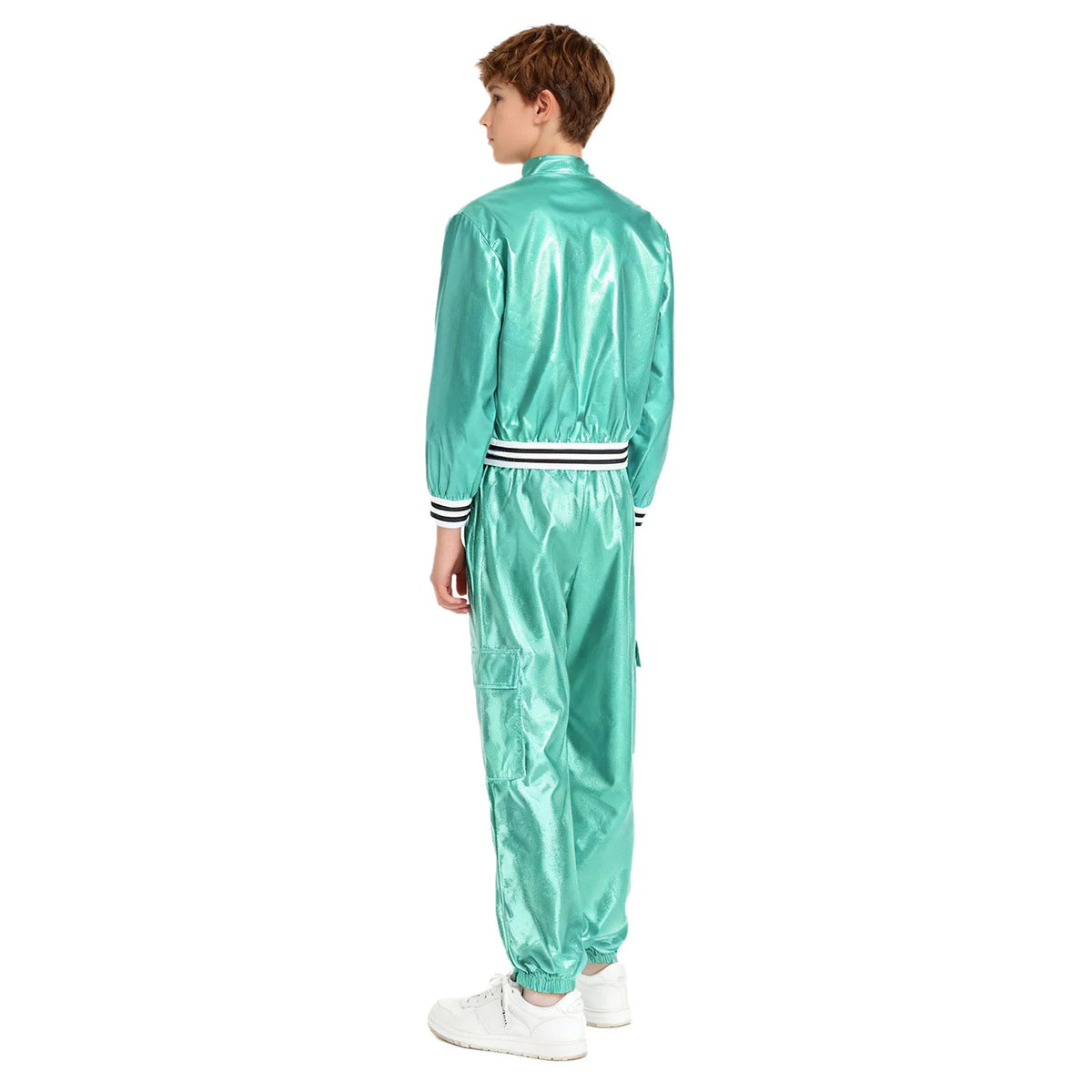 Ensemble Danse Fille Hip Hop | Veste Bomber Métallique & Pantalon | Costume Scène Carnaval Jazz