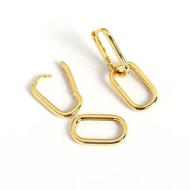 Créoles Ovales Géométriques Argent 925 | Style Métal Simple Détachable | Femme | Bijou Cadeau