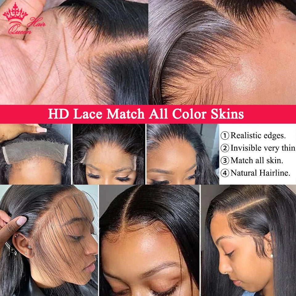 Queen Hair Real HD Invisible Wig 13x6 13x4 5x5 6x6 7x7 Undetectable Lace 100% Raw Human Hair Wigs Body Wave / Straight