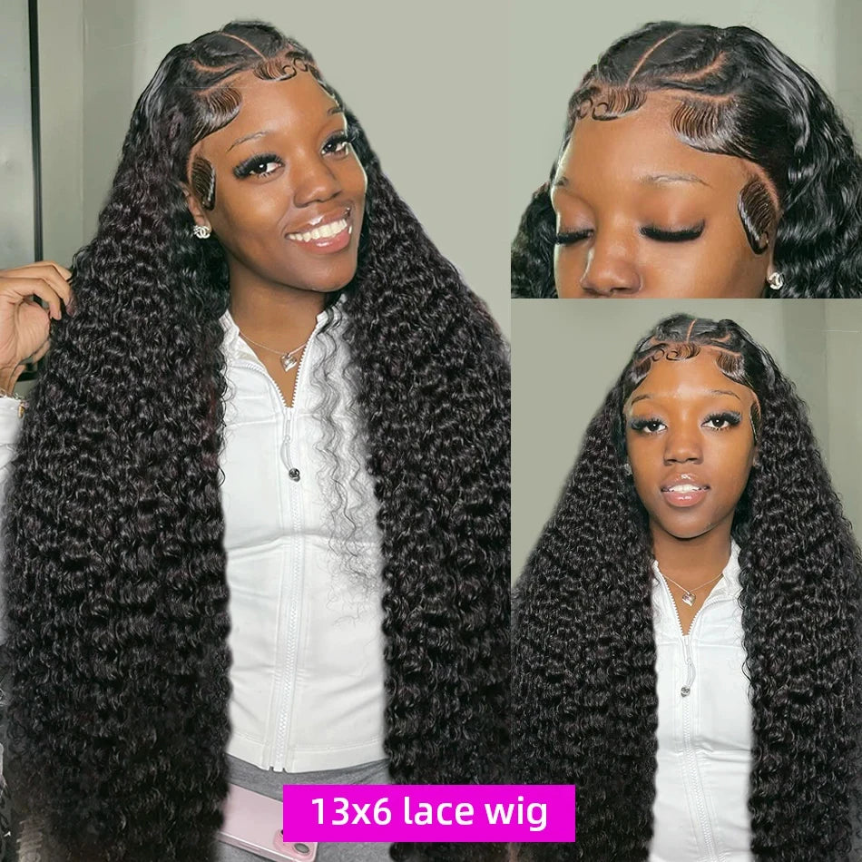 Perruque Deep Wave Brésilienne | 13x6 HD Lace Frontal | 250% Densité | Jusqu'à 40 Pouces | Water Wave Curly