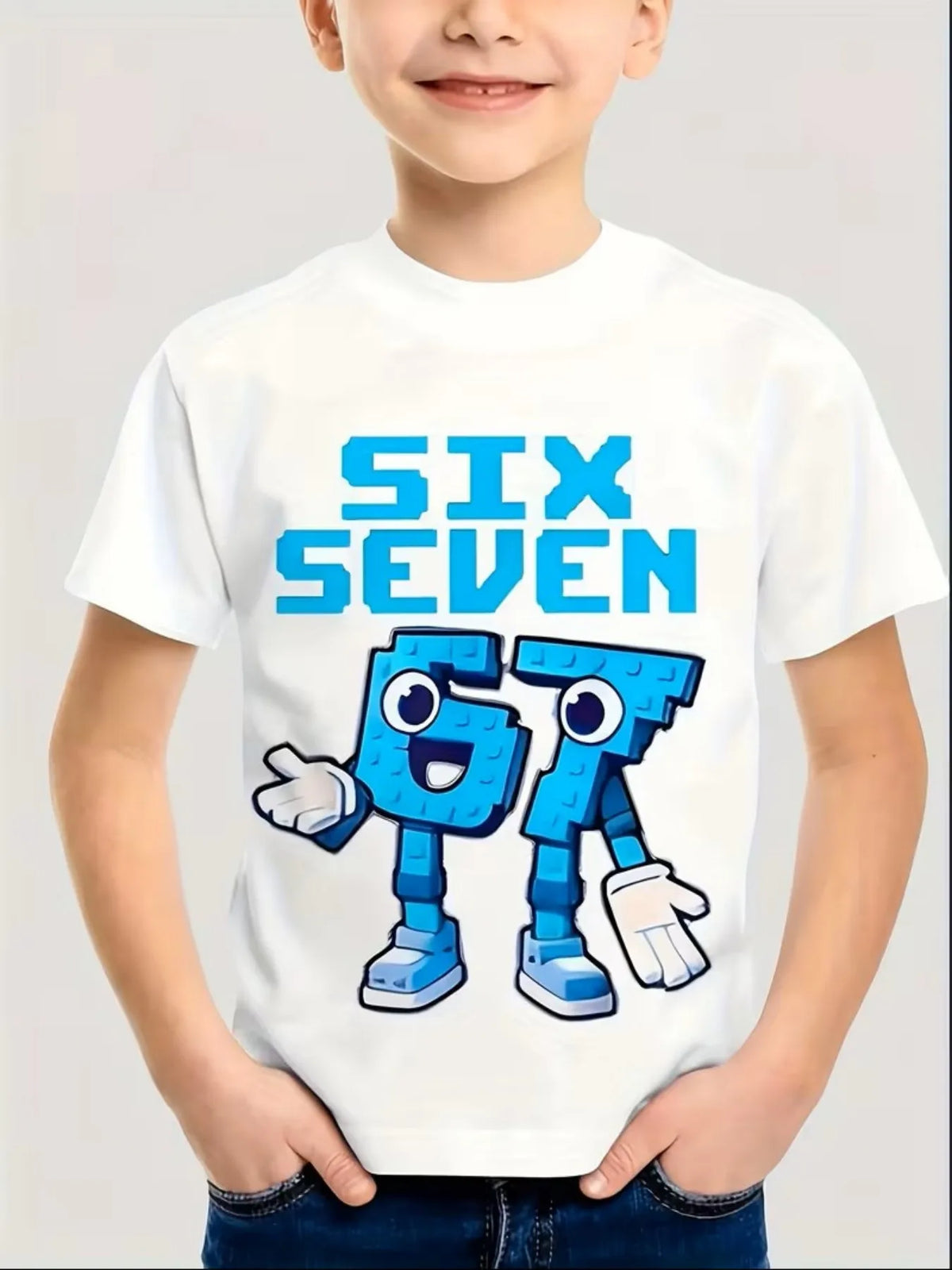 Boys & Girls 6 & 7 Number T-Shirt - Soft Breathable Tee with Neon Glow-in-the-Dark 6 & 7 Design, Machine Washable Spring Summer