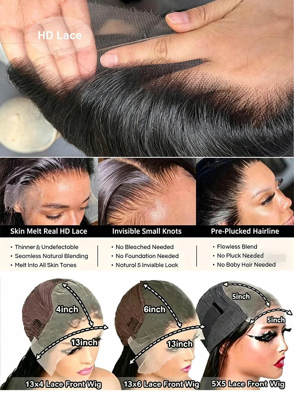 13x4 Brazilian Human Hair Wig Wear and Go 200 Density Straight 13x6 Hd Lace Frontal Wigs Natural Black Pre Plucked Baby Hair