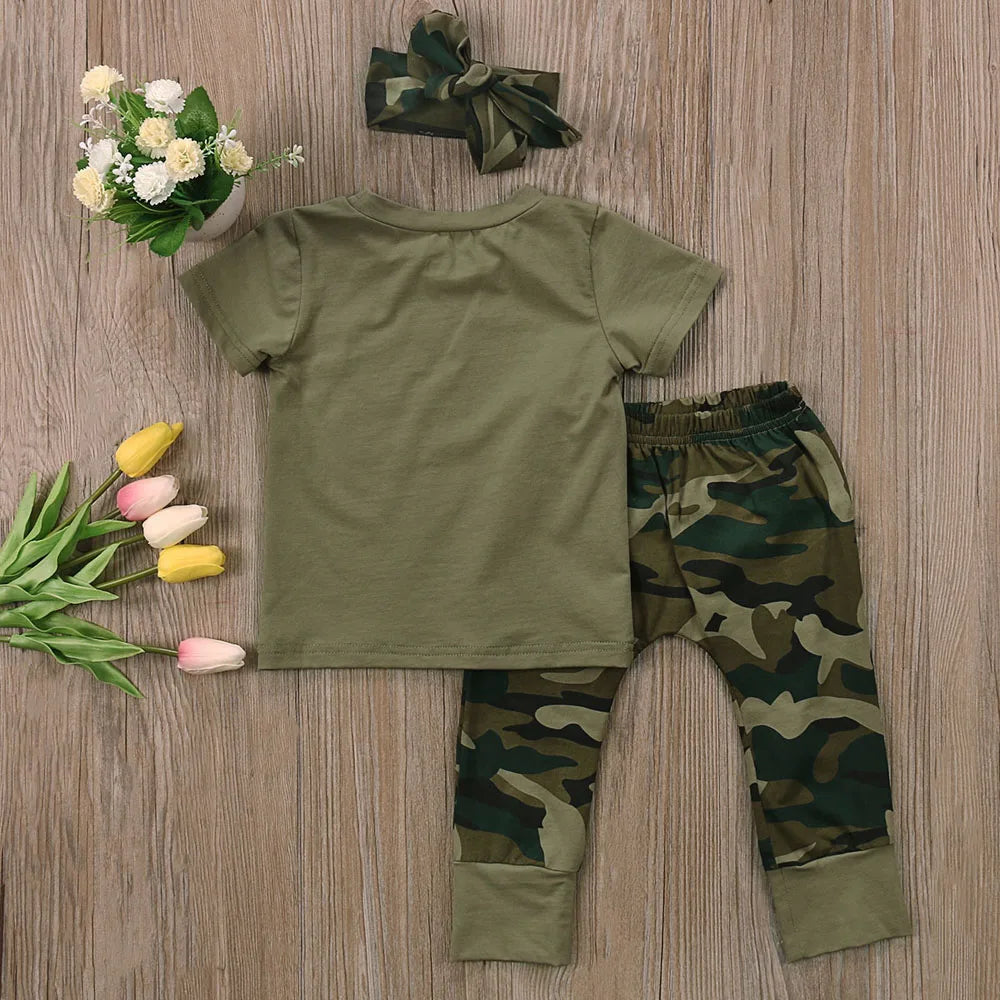 Ensemble 2 Pièces Bébé | Imprimé Camouflage | T-Shirt & Pantalon Harem | Fille & Garçon | Nouveau-Né