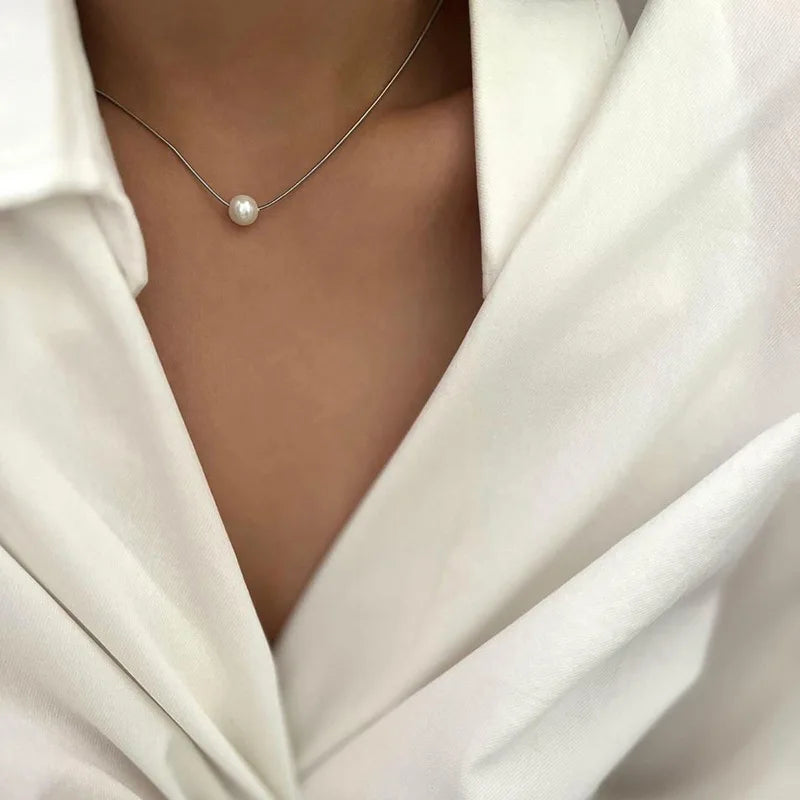 Collier Multicouche Frange Chaîne | Perle Imitation Vintage | Pendentif Choker | Bijou Mariage Femme