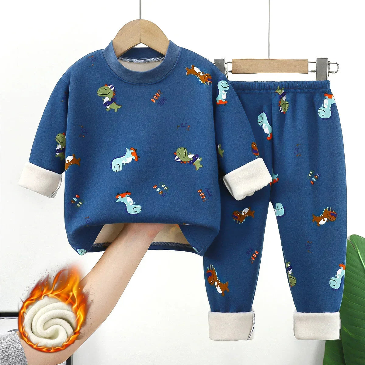 2024 Winter Kids Clothing Sets Warm Fleece Pajamas For Boys And Girls Thicken Children Sleepwear Velvet Baby Thermal Underwear