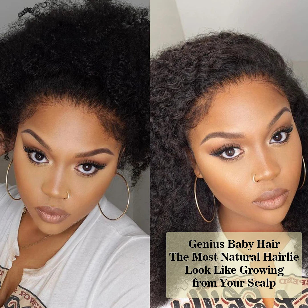 Perruque Afro Kinky Curly 4C Edges | 13x6 HD Lace Frontal | Wear & Go | 4x4 HD Closure | Pré-Pluçuée | Femme