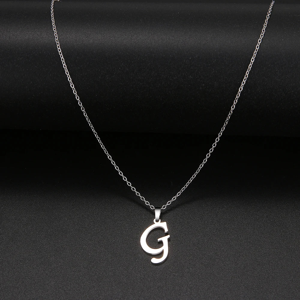 Collier Initiale Grand Alphabet A-Z | Acier 316L Minimaliste | Pendentif Femme | Cadeau Bijou
