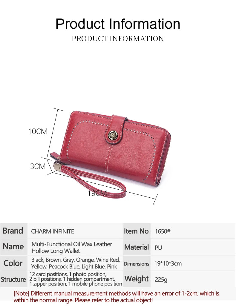 Vintage Large Capacity Women's Purse, Monochrome, Multi-card, Long Wallet, Multi-functional Zipper Strap, Wrist Strap, New