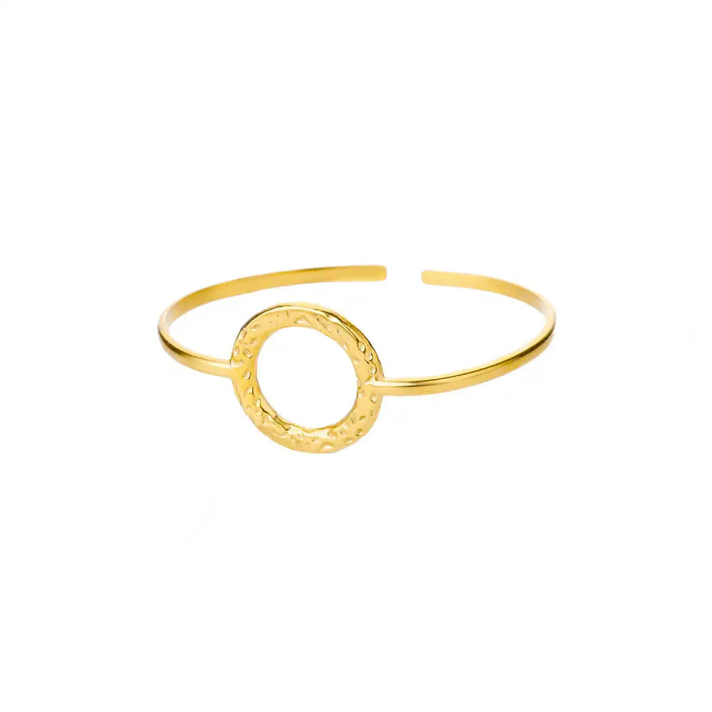 Exquisite Classic Bump Pattern Opening Bangles Bracelet For Women Cuff Bracelet Gold Color Stainless Steel Hand Ornament Gift