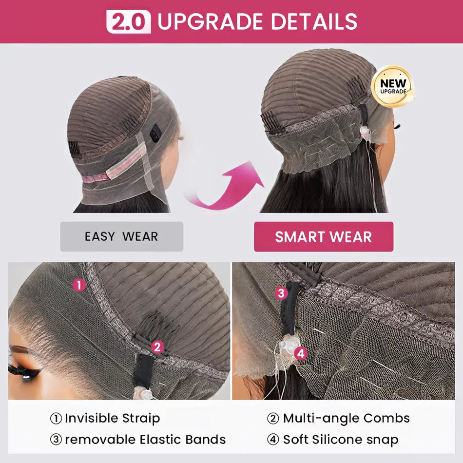 No Glue Upgrade 30 inch 250% HD 360 Lace Front Kinky Curly Wig Drawstring Lace Black Human Hair Water 360 Full Glueless Wigs