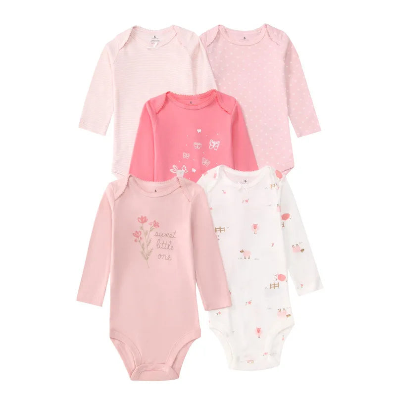 Lot 5 Bodys Bébé 2026 | Combinaison Garçon & Fille | Manches Longues | 100% Coton | Nouveau-Né