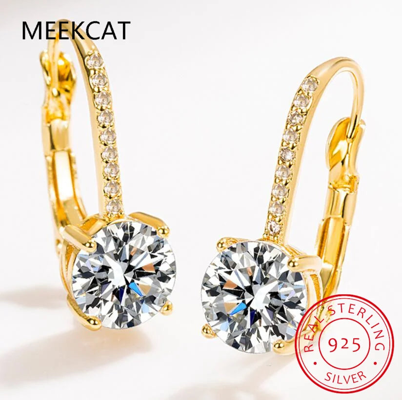 Créoles Moissanite 2 Carats Or 18k | 8mm Diamant Lab | Femme | Argent 925 Original | Huggies Luxe