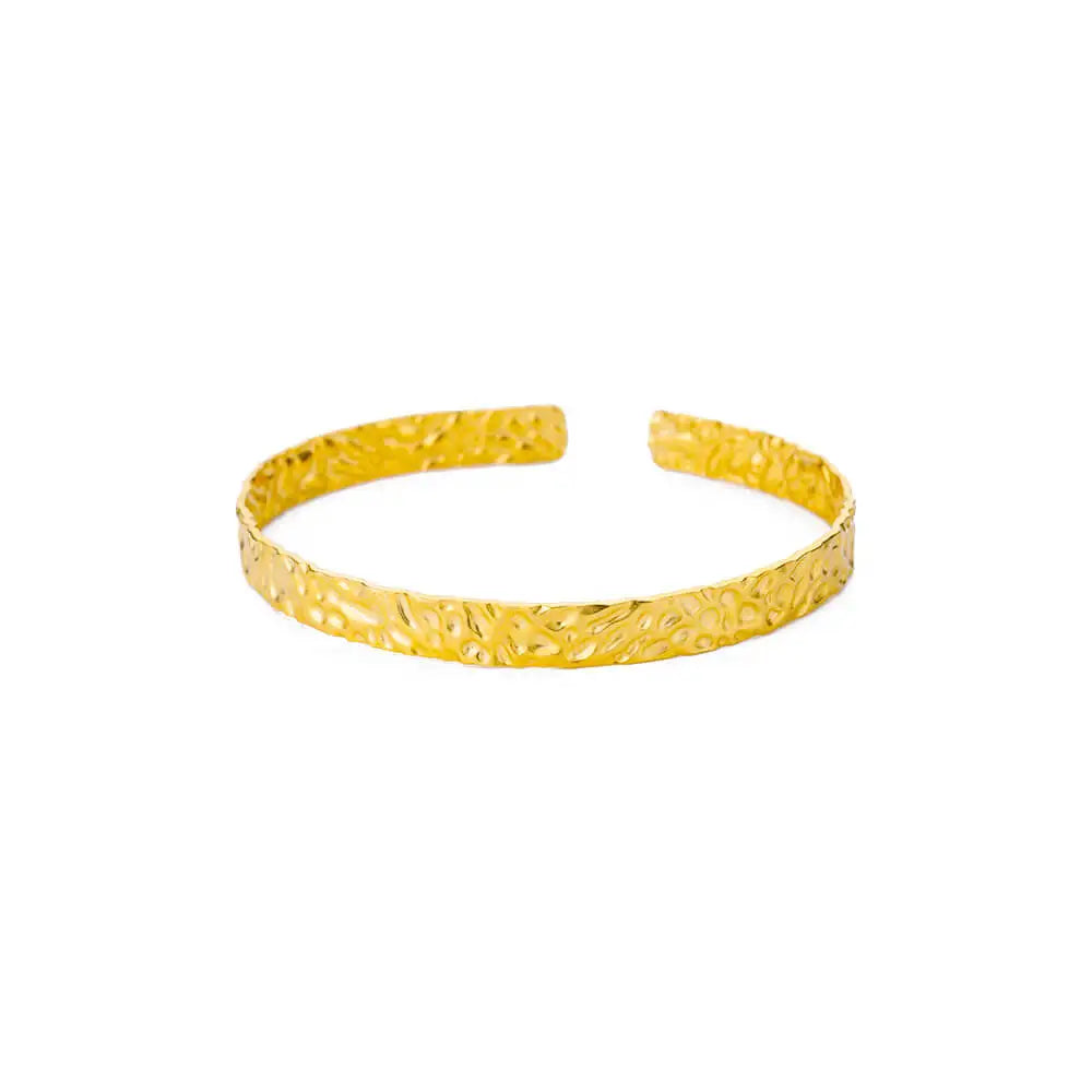 Exquisite Classic Bump Pattern Opening Bangles Bracelet For Women Cuff Bracelet Gold Color Stainless Steel Hand Ornament Gift