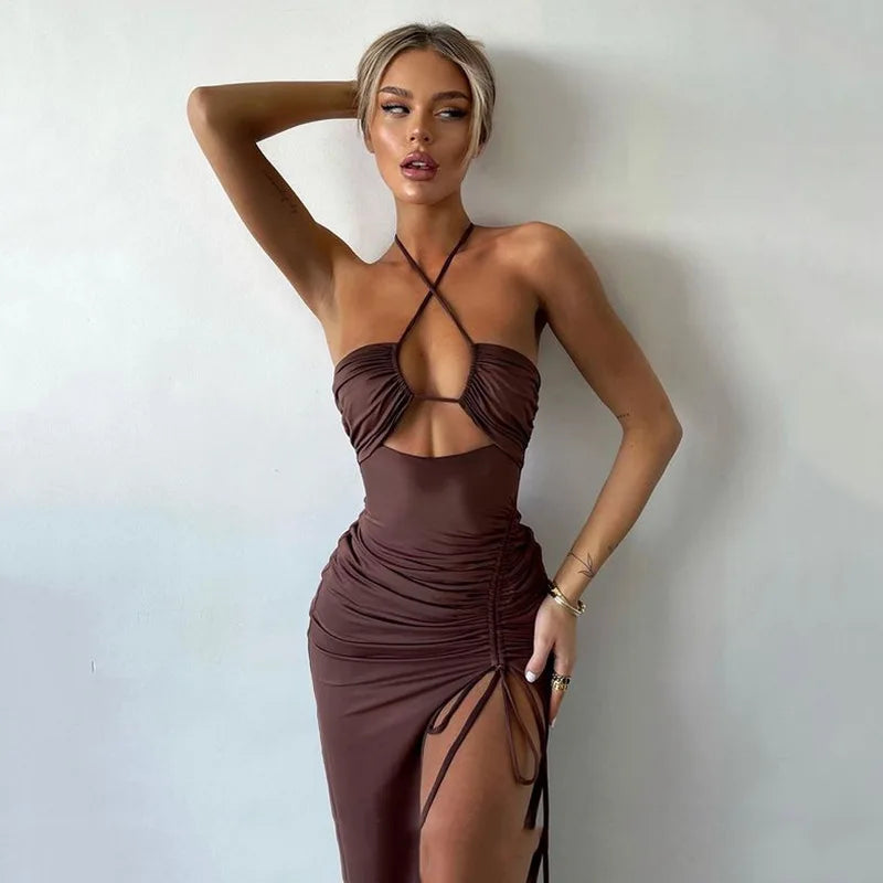 Sleeveless Sexy Female Midi Backless Dresses Slim Night Club Party Women's Dress Bodycon Elegant Dresses for Women