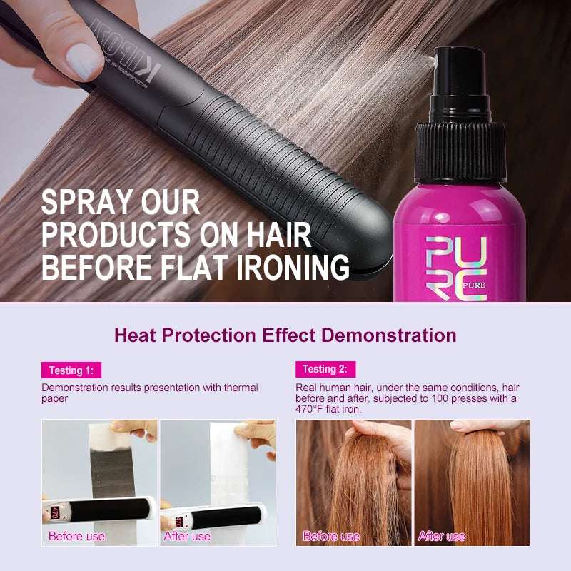 Spray Thermoprotécteur PURC Huile Coco | Anti-Frisottis & Brillance | Protection Jusqu'à 240°C