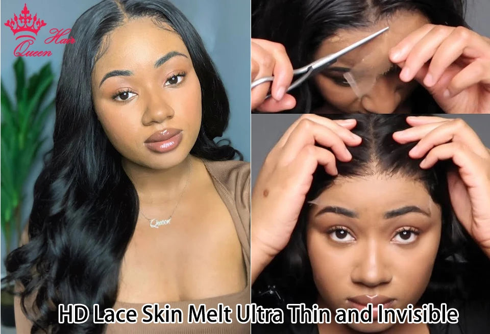 Queen Hair Real HD Invisible Wig 13x6 13x4 5x5 6x6 7x7 Undetectable Lace 100% Raw Human Hair Wigs Body Wave / Straight