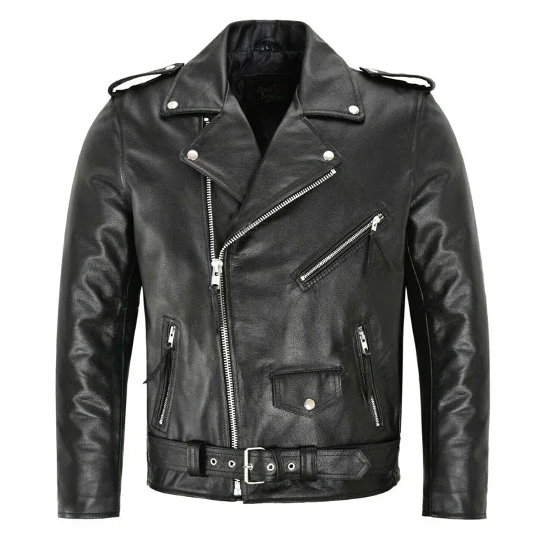 Men's PU Leather Jacket Motorcycle Fashion Slim Fit Leather Coat
