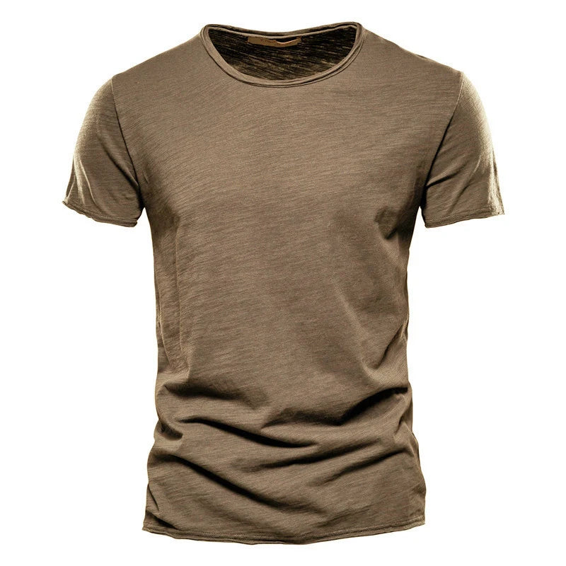 T-Shirt Homme 100% Coton | Col Rond | Manches Courtes | Uni Casual | Doux & Confortable | Été
