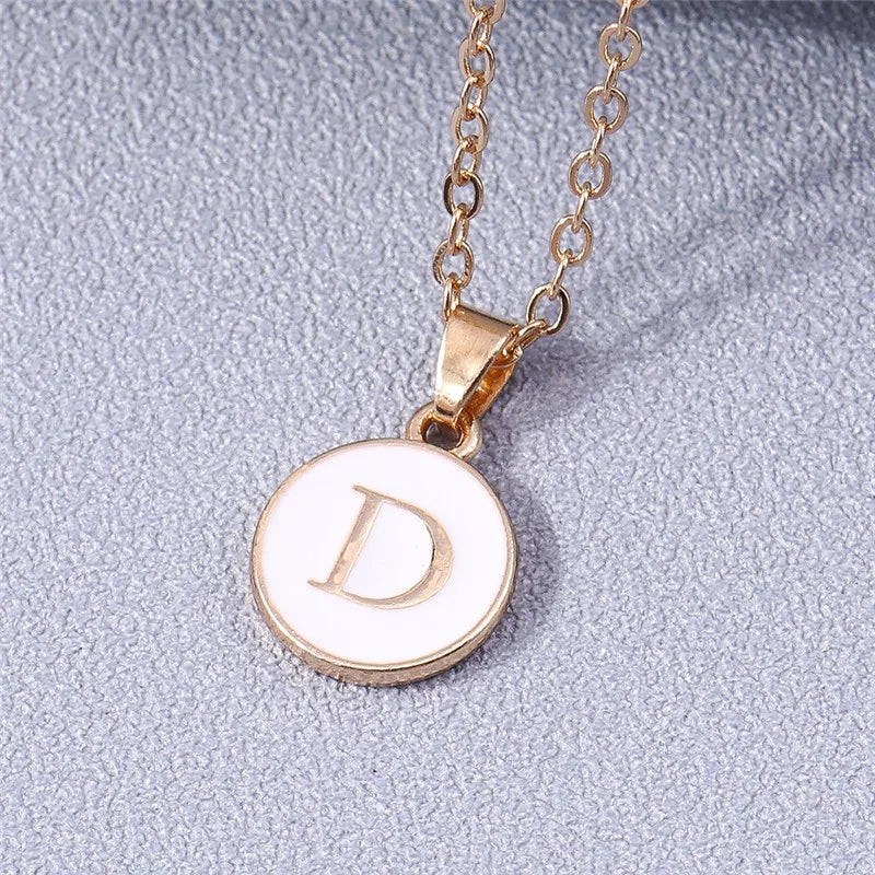 Collier Pendentif Initiales Femme | 26 Lettres A-Z Émail | Bijou Tendance Cadeau Anniversaire Fille
