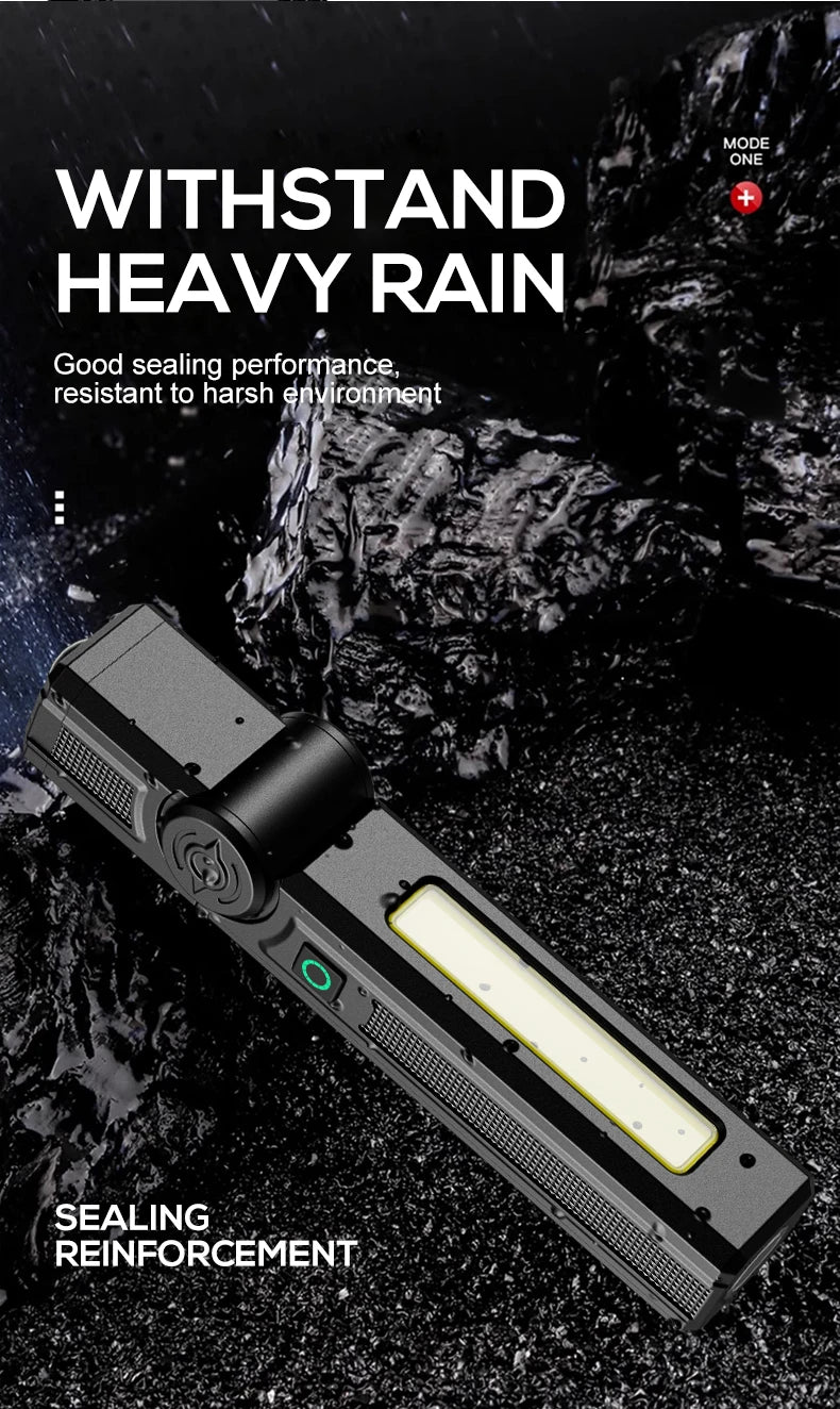 Portable Rechargeable Work Lights LED Folding Torch with Magnetic Base COB Light 90°Rotate Camping Emergency Lamp