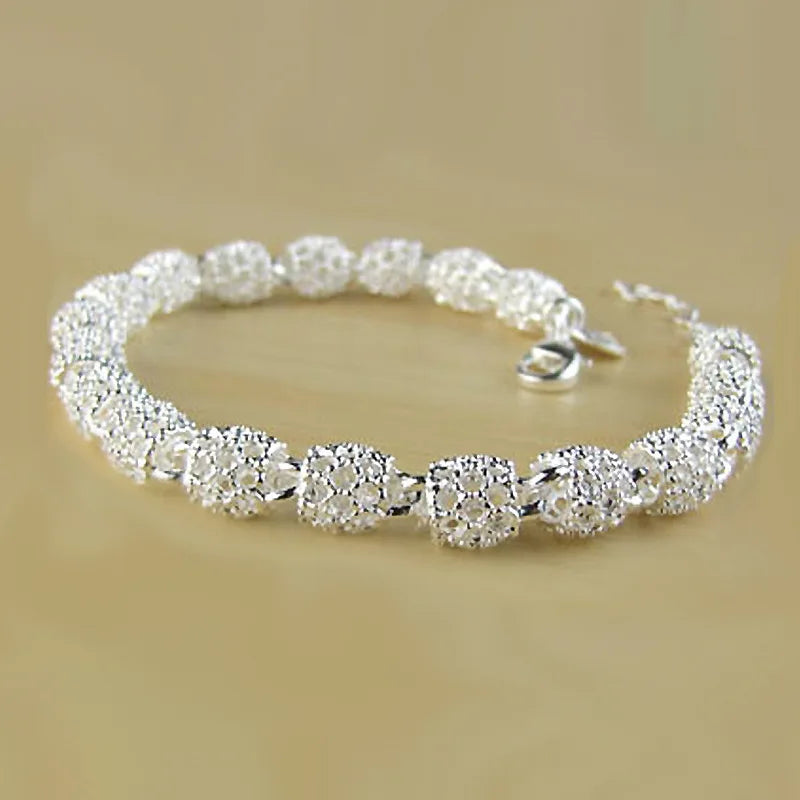 Bracelet Argent 925 Zirconia Géométrique | Chaîne Link Charme | Cadeau Noël & Bijou Femme