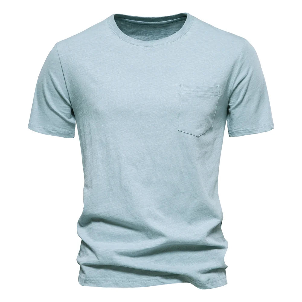 T-Shirt Homme 100% Coton | Col Rond | Manches Courtes | Uni Casual | Doux & Confortable | Été
