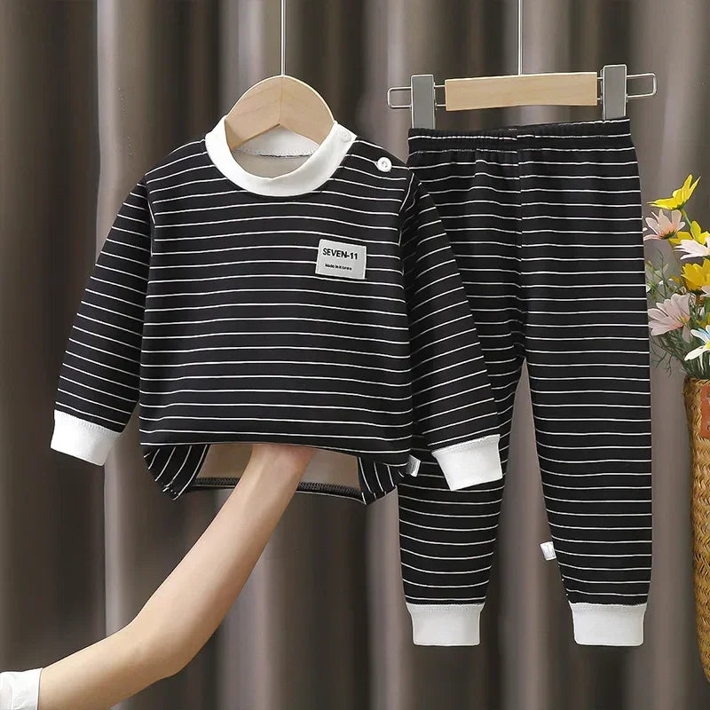 2024 Winter Kids Clothing Sets Warm Fleece Pajamas For Boys And Girls Thicken Children Sleepwear Velvet Baby Thermal Underwear