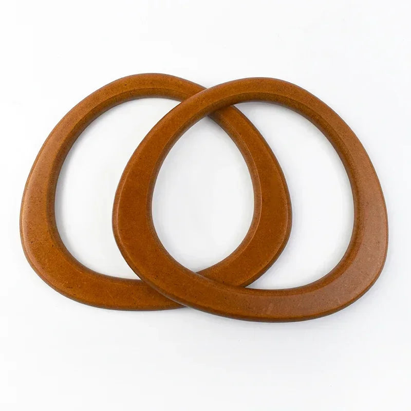 2/4Pcs Deepeel 14.5*12.5cm D Shape Women's Handbag Wooden Handle Handcrafted Woven-Bag Purse Wrist Handles DIY Bags Accessories