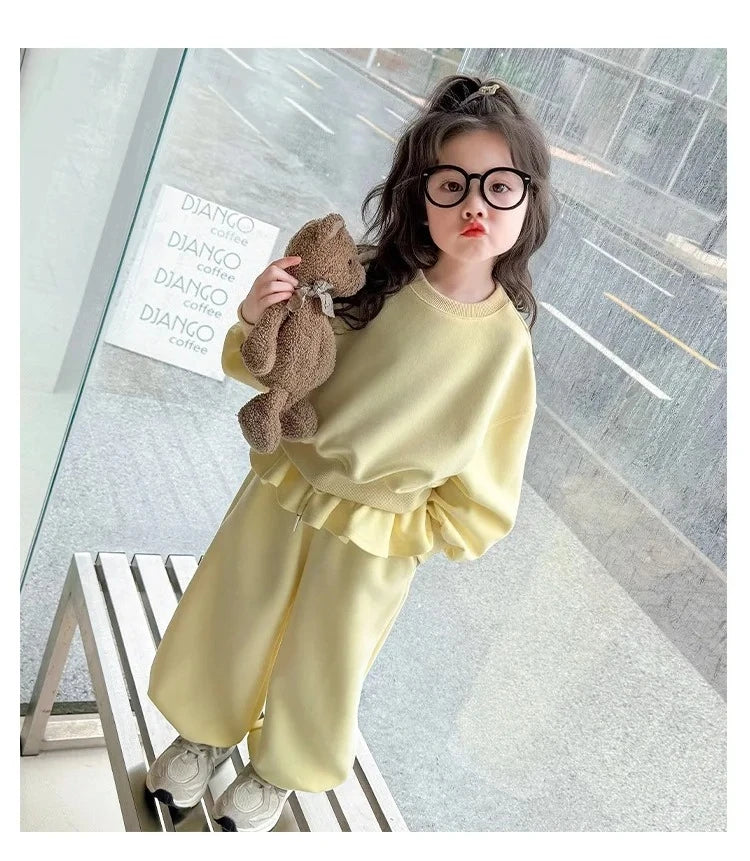 Girls' Set 2026 Spring and Autumn New Sports Ballet Style Children's Hoodie and Pants Stylish Two-piece Set Fashionable Outfit
