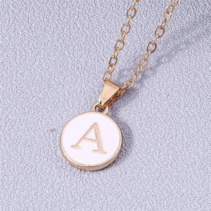 Collier Pendentif Initiales Femme | 26 Lettres A-Z Émail | Bijou Tendance Cadeau Anniversaire Fille